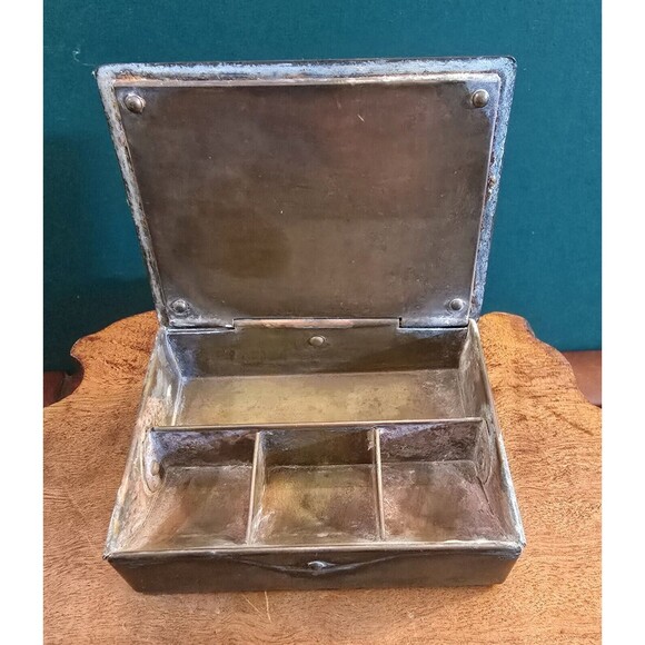 Antique German Brass Stamp Box Marked Ges Gesch 3.25"x2.5"x1" - Picture 6 of 8